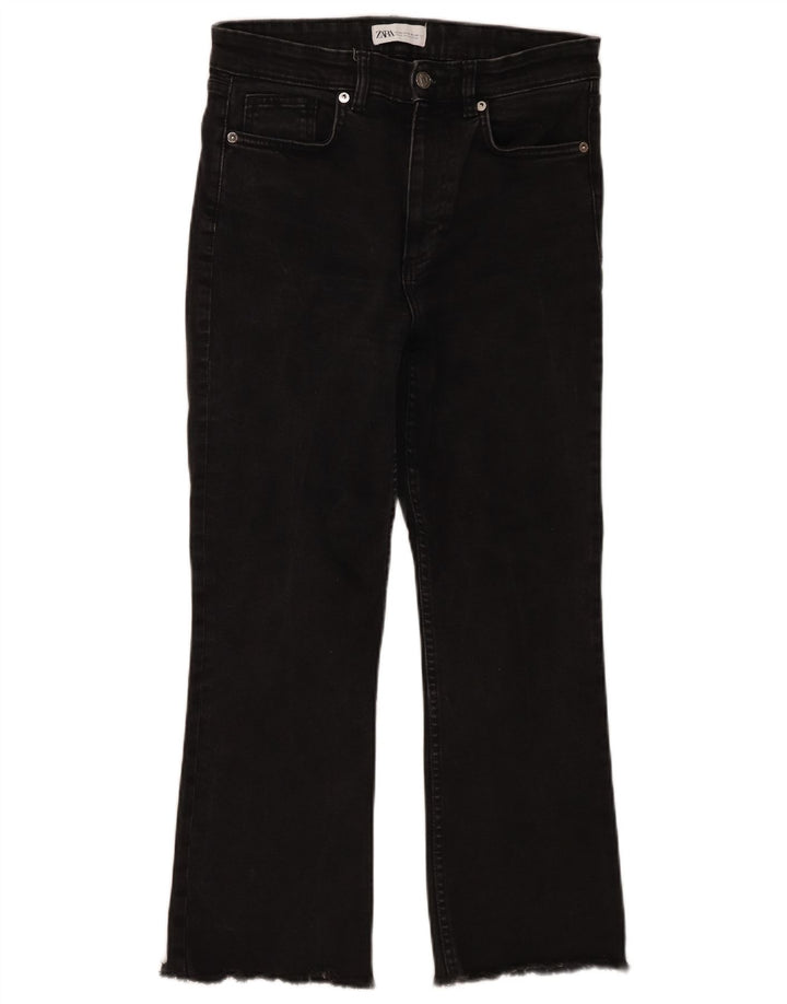 Zara Damen Straight Jeans EU 42 Large W32 L25 Schwarze Baumwolle