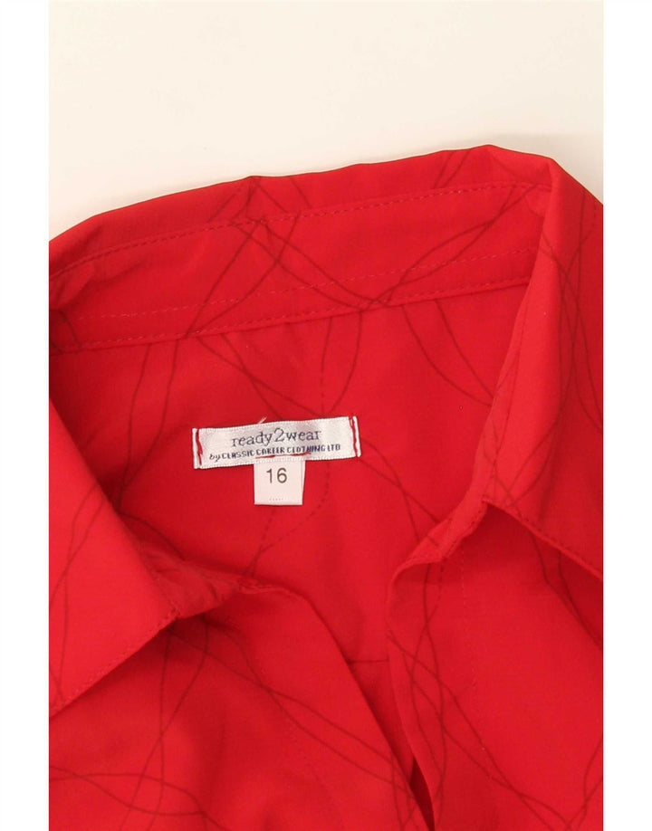 Vintage Damen Hemdbluse mit abstraktem Muster, UK 16, großes rotes Polyester
