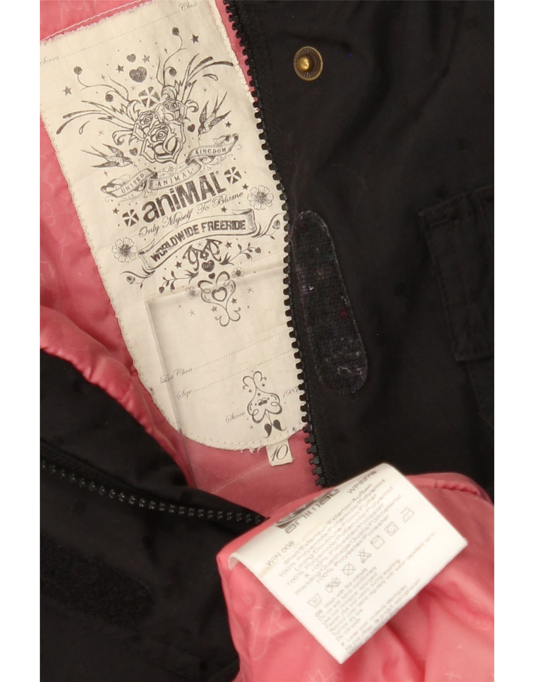 ANIMAL Damen-Windbreakerjacke mit Kapuze, UK 10, Größe S, Schwarz, Polyamid