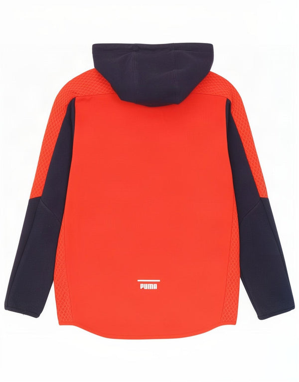 Puma Mens Zip Hoodie Sweater Small Red Colourblock Cotton