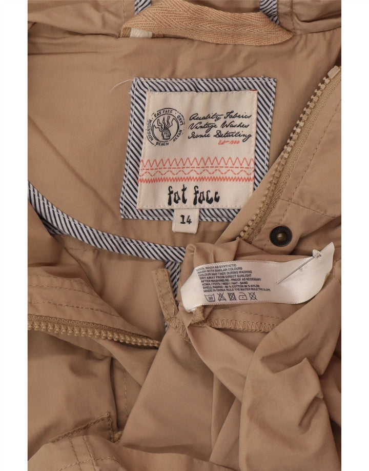 Fat Face Damen-Utility-Jacke mit Kapuze, UK 14, Größe L, Beige, Baumwolle