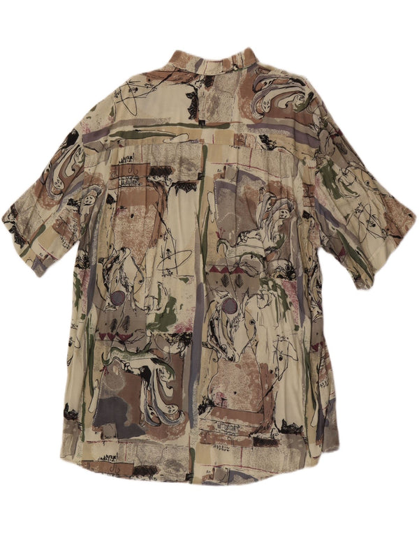 Vintage Herren-Kurzarmshirt mit abstraktem Muster, Größe 43/44 XL, Beige