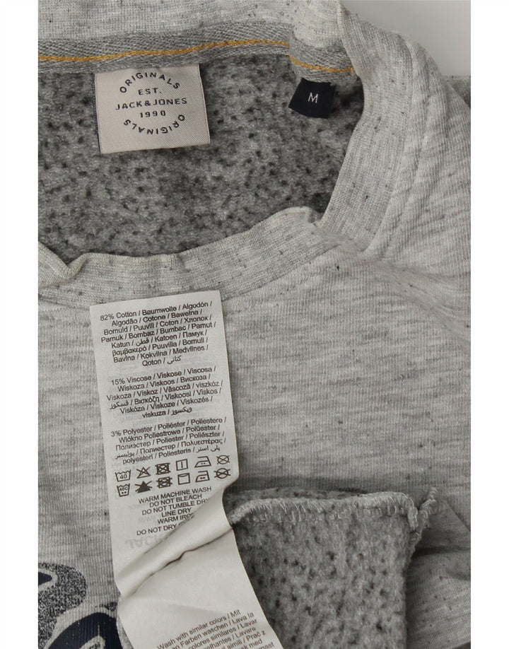 JACK & JONES Herren-Sweatshirt mit Grafik, mittelgrau gesprenkelte Baumwolle