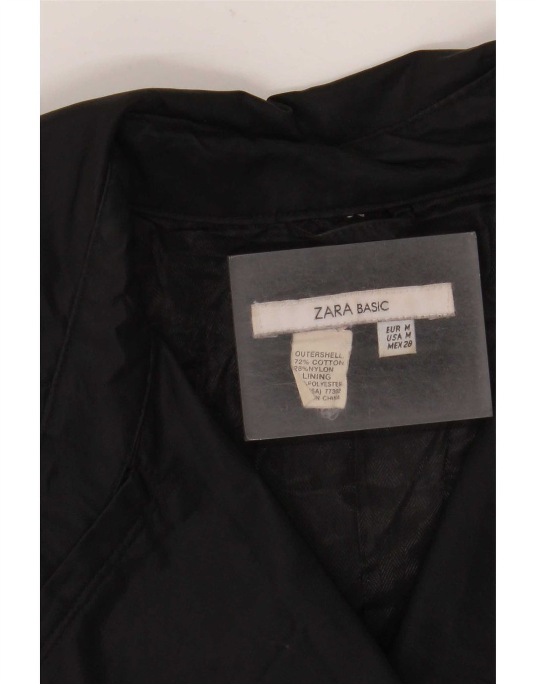 Zara Damen Trenchcoat UK 12 Mittelschwarze Baumwolle