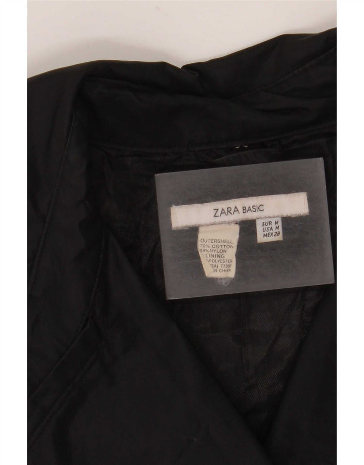 Zara Damen Trenchcoat UK 12 Mittelschwarze Baumwolle
