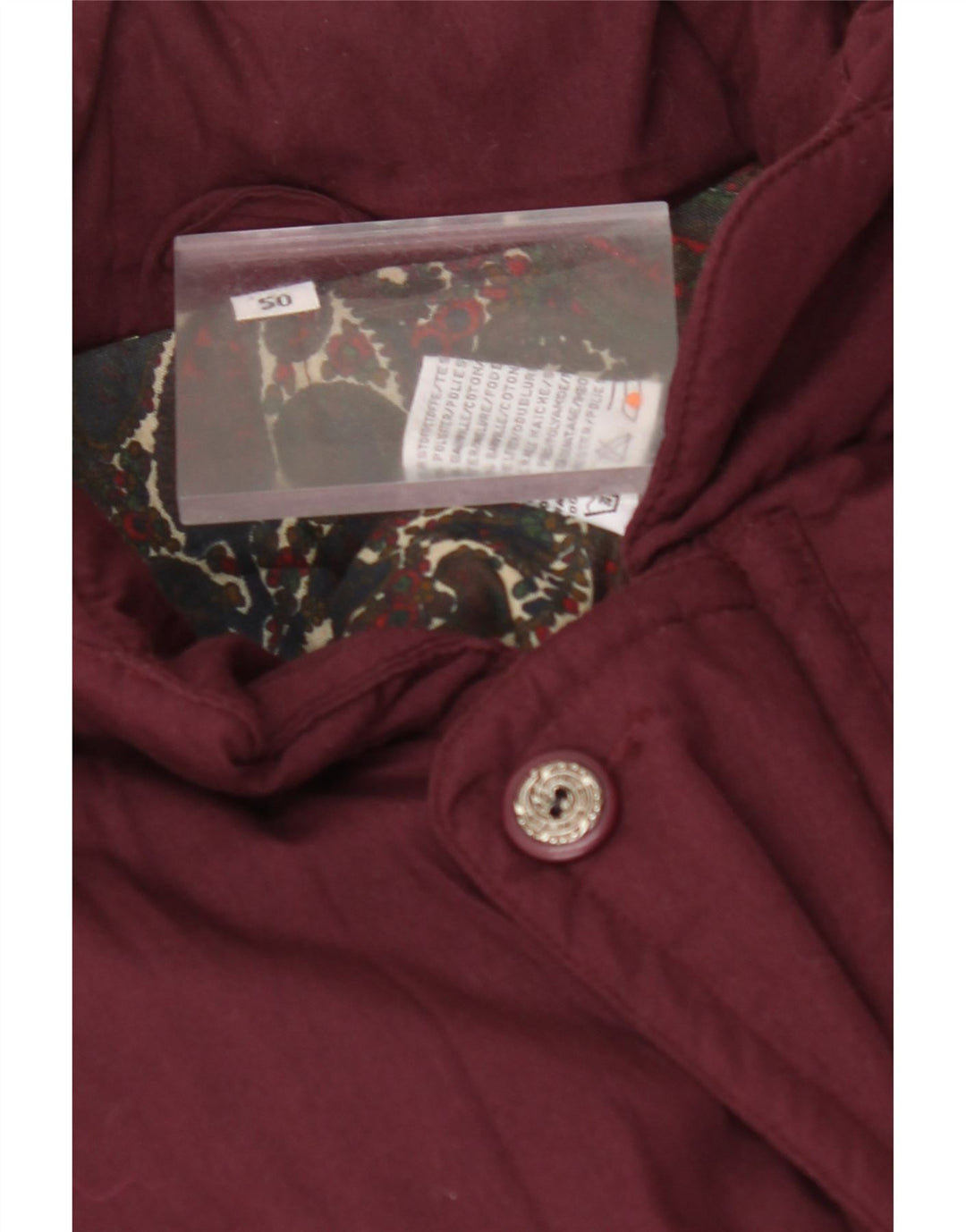 VINTAGE Herren Wattierte Jacke IT 50 Großes Burgunderrotes Polyester