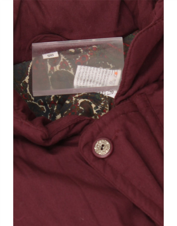VINTAGE Herren Wattierte Jacke IT 50 Großes Burgunderrotes Polyester