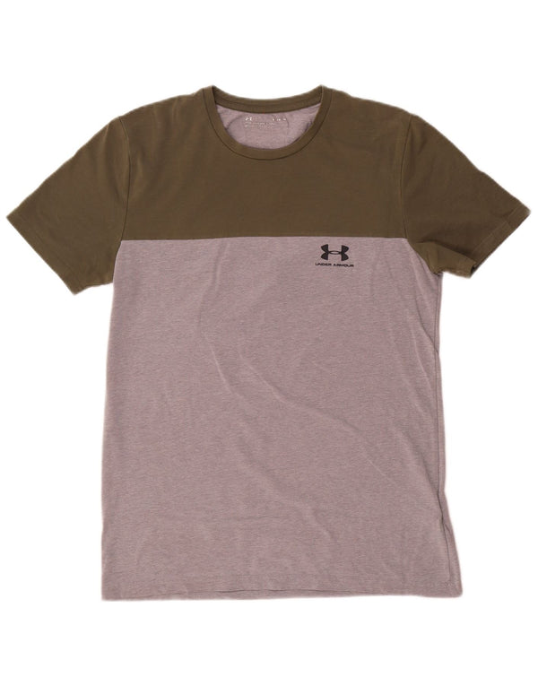 Under Armour Mens Short Sleeve Graphic T-Shirt Top Medium Khaki Colourblock