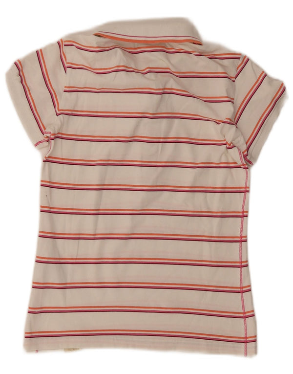 Champion Damen Poloshirt UK 12 Mittelweiß gestreift aus Baumwolle