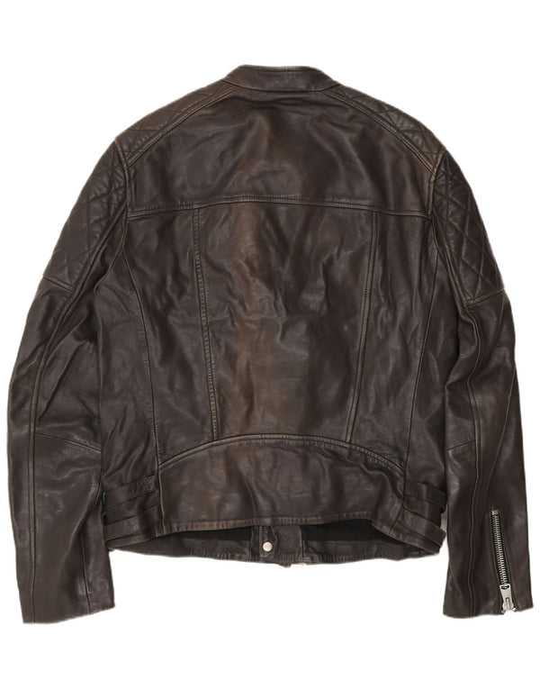 All Saints Herren-Leder-Bikerjacke, UK 40, großes schwarzes Leder