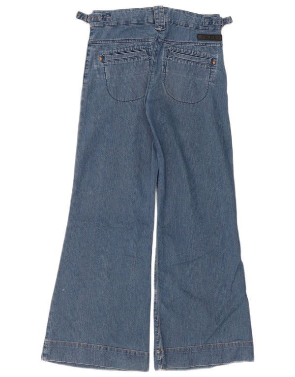 Dkny Damen-Jeans mit niedriger Taille und weitem Bein, US 12, Größe L, W28, L28, blaue Baumwolle