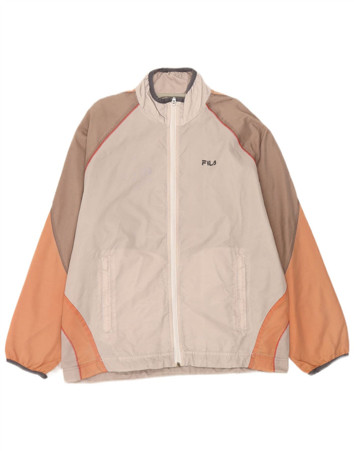 Fila Herren-Trainingsanzug-Oberteil, Jacke, klein, beige, Colourblock-Polyamid