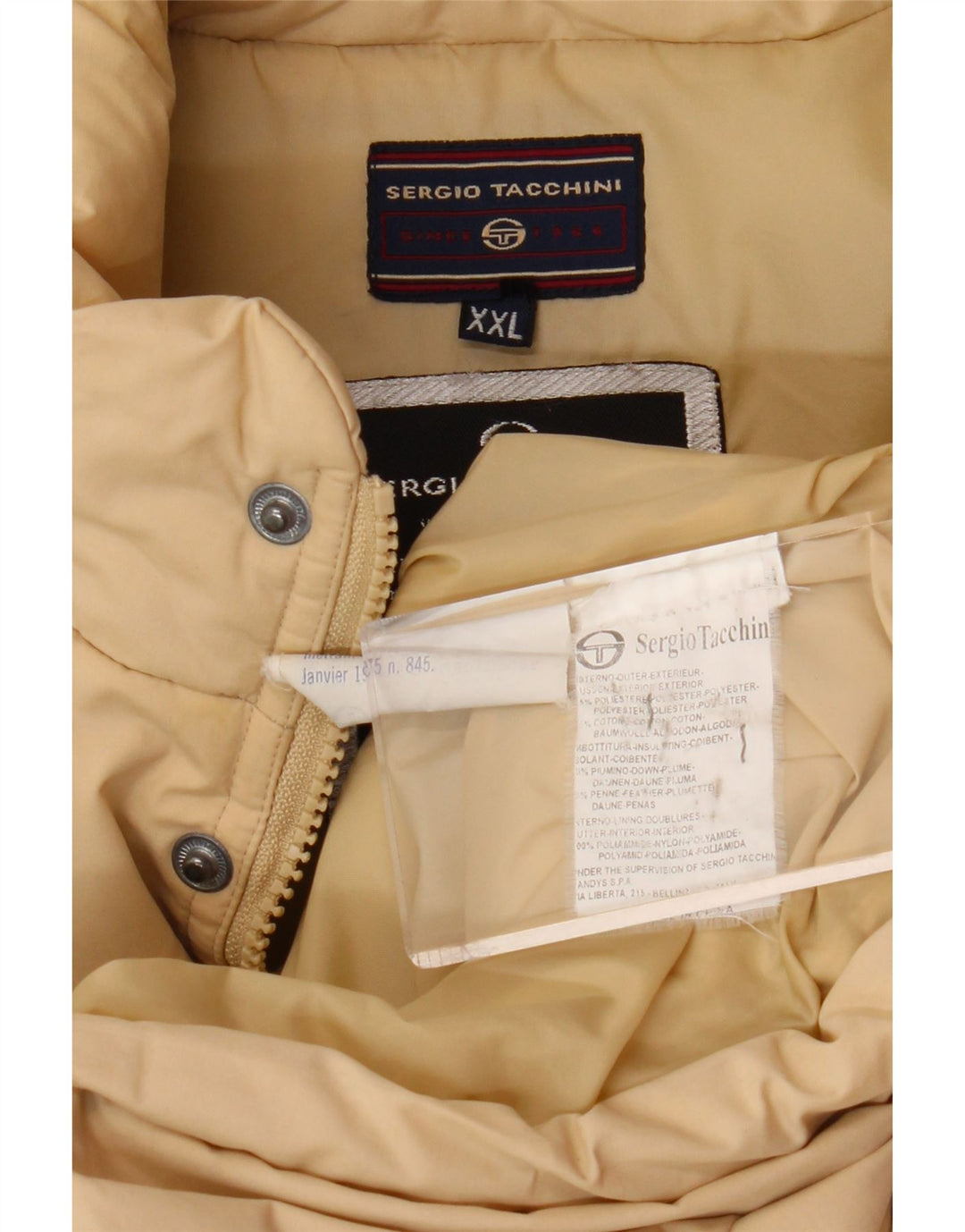 SERGIO TACCHINI Wattierter Herrenmantel UK 44 2XL Beige Polyester