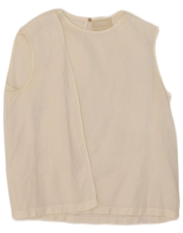 Max Mara Ärmelloses Blusenoberteil für Damen, UK 14, Mittelweiß