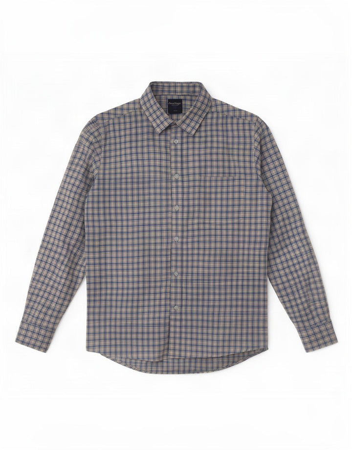 James Pringle Herren-Flanellhemd aus mittelblau kariertem Polyester