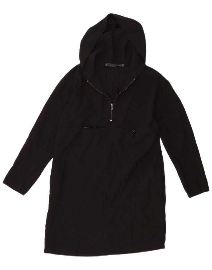 Zara Damen Pullover Hoodie Kleid UK 10 Small Schwarz Polyester