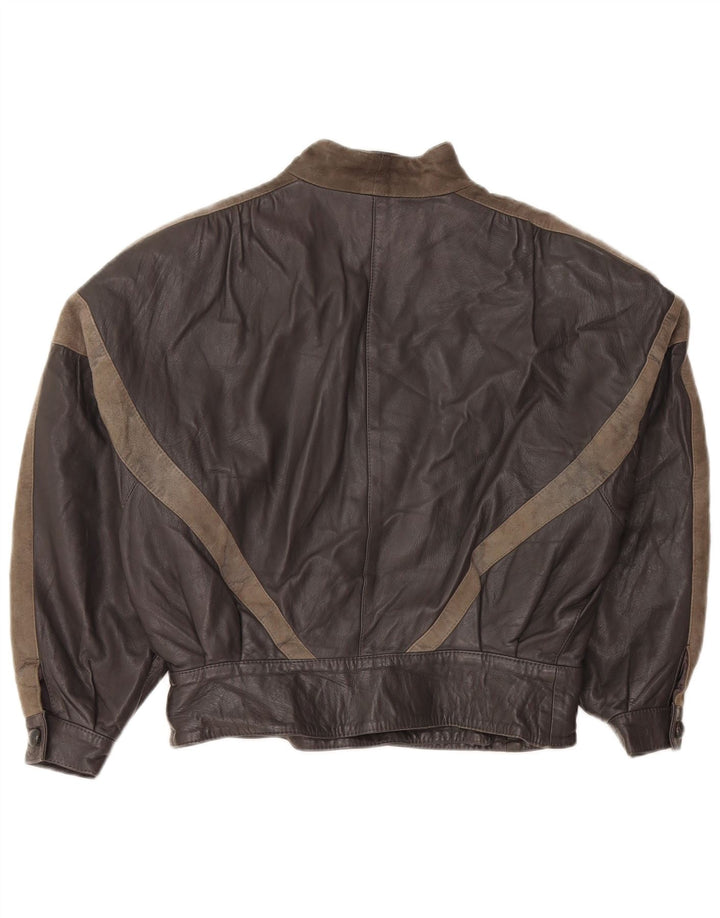 Lavorazione Artigiana Damenjacke IT 44 Mittelgraues Colourblock-Leder