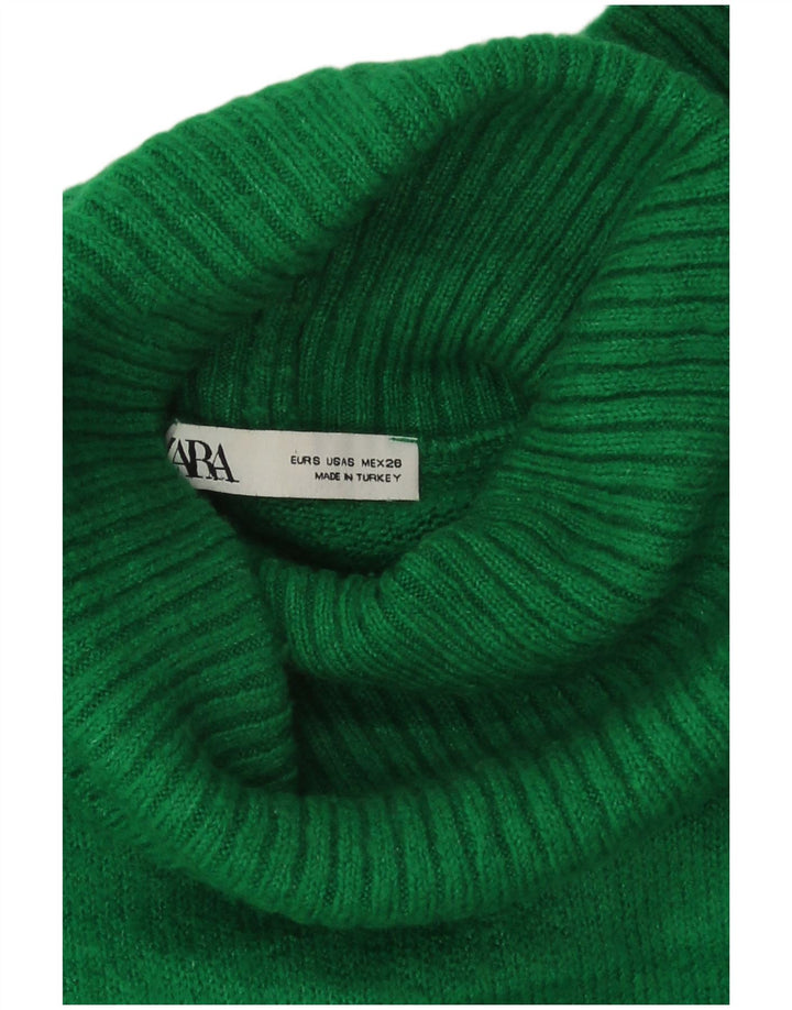 Zara Damen Crop Oversized Rollkragenpullover Pullover UK 10 Small Grün
