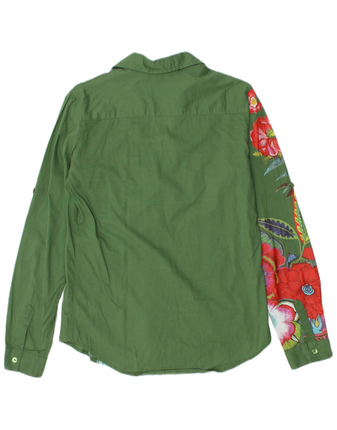 Desigual Damen-Grafikhemd UK 12 aus mittelgrüner, geblümter Baumwolle