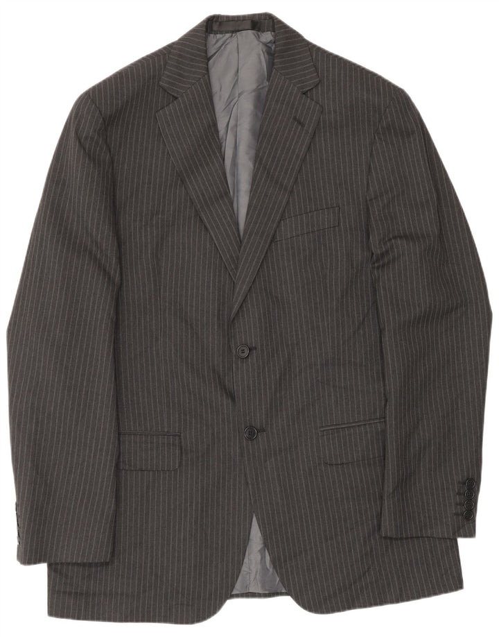 Marks & Spencer Herren-Blazer mit 2 Knöpfen, IT 40, groß, grau, Nadelstreifen