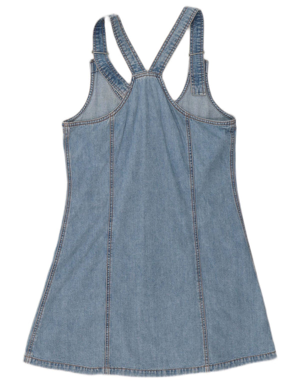 Vintage Damen Ärmelloses Jeanskleid UK 14 Mittelblau