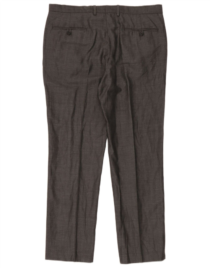 Marks & Spencer Herren-Anzughose mit maßgeschneiderter Passform, gerade, W36 L31, grau kariert