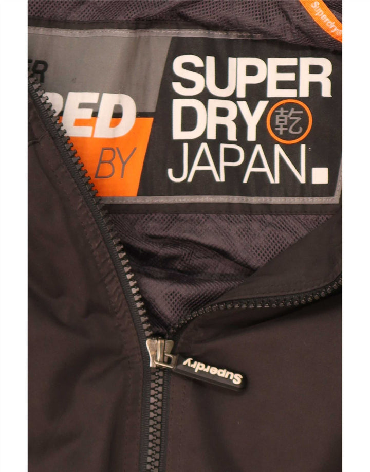 Superdry Herren-Windbreakerjacke mit Kapuze, UK 40, Größe L, Schwarz, Polyester