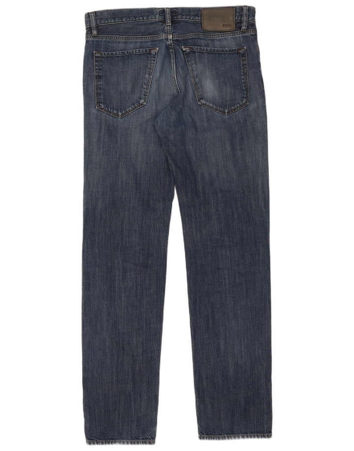 Hugo Boss Herren Straight Jeans W32 L34 Blaue Baumwolle
