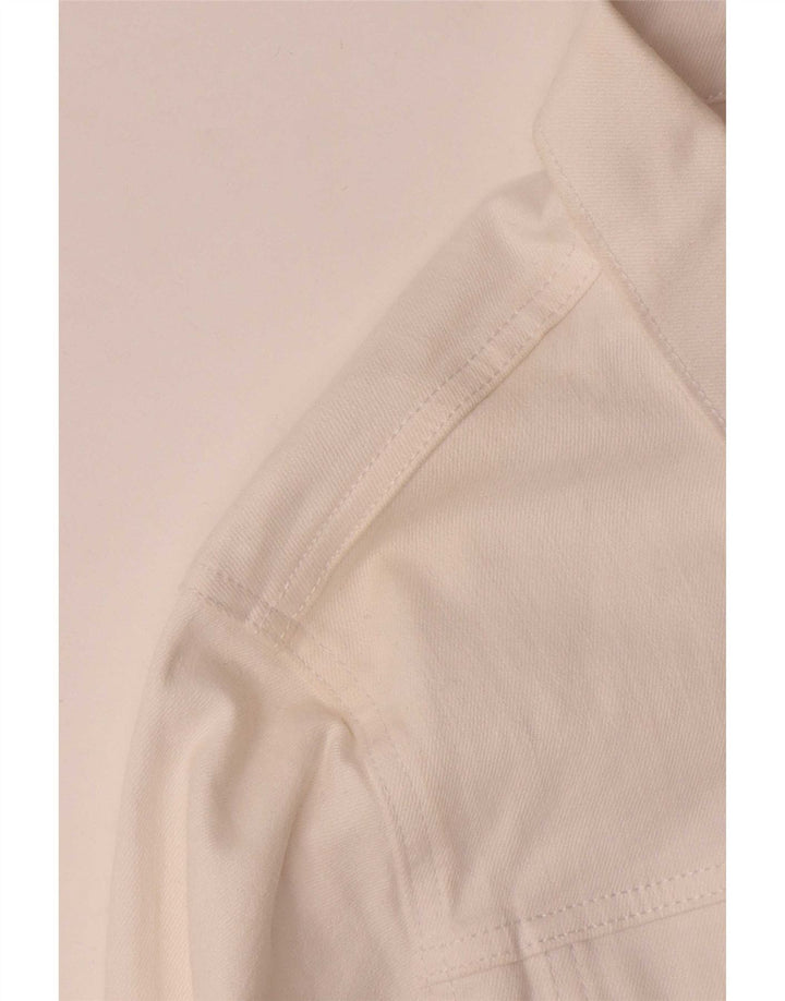 Gap Damen Jeansjacke UK 16 Large Weiße Baumwolle