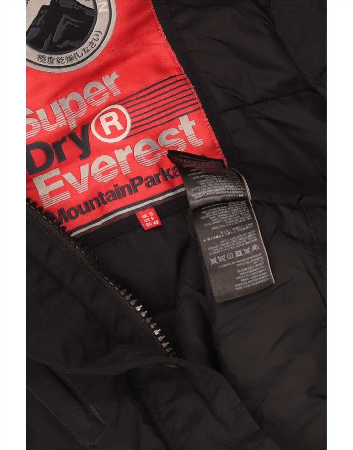 Superdry Damen-Parka mit Kapuze, UK 12, Mittelschwarzes Nylon