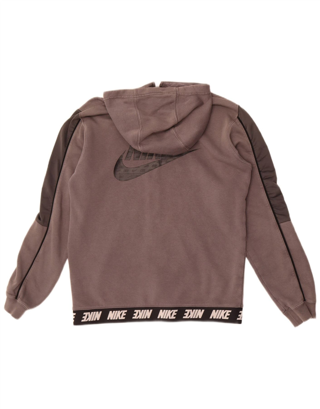 Nike Herren-Kapuzenpullover mit grafischem Reißverschluss und mittelgrauer Colourblock-Baumwolle