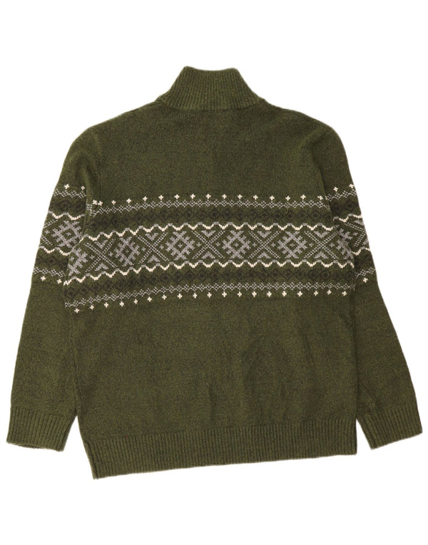 WE Herren-Pullover mit Reißverschluss, XL, Khaki, Fair-Isle-Wolle