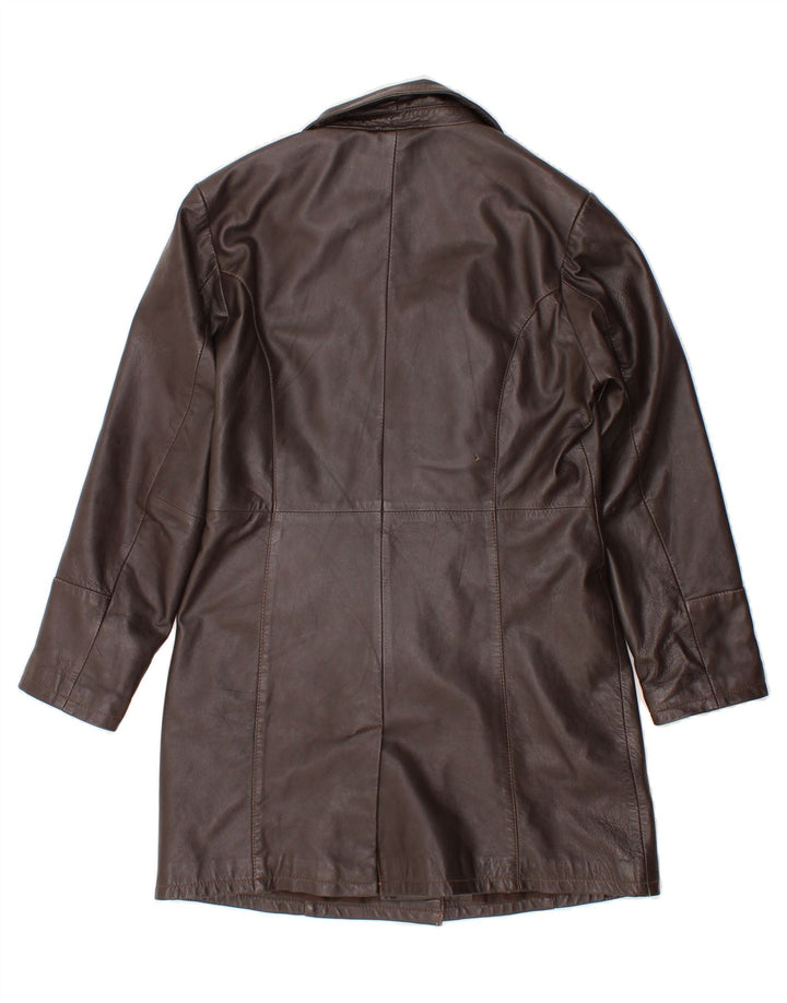 VINTAGE Womens Leather Coat UK 16 Large Brown Leather Vintage Vintage and Second-Hand Vintage from Messina Hembry 