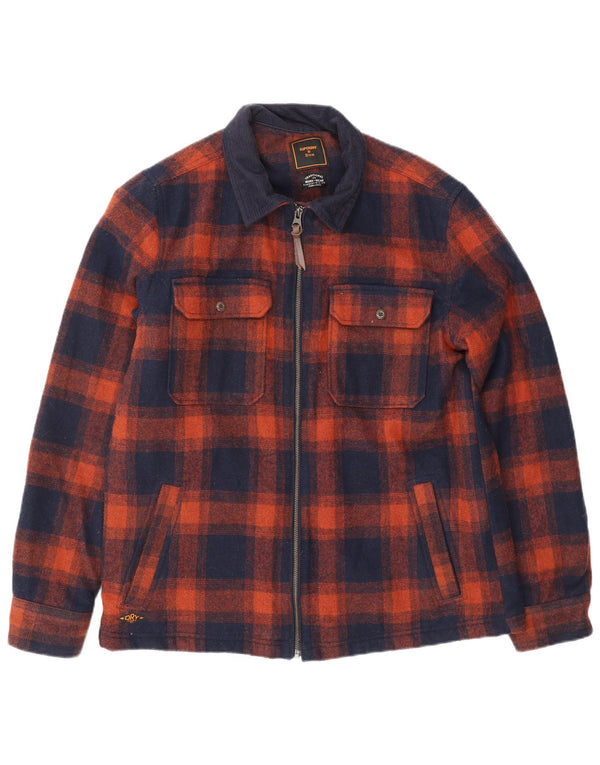 SUPERDRY Herren-Lumberjack-Flanellhemd aus Wolle in Mittelblau mit Karomuster