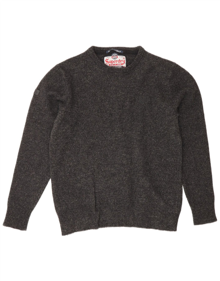 Superdry Damen-Pullover mit Rundhalsausschnitt, UK 14, Größe L, Grau meliert