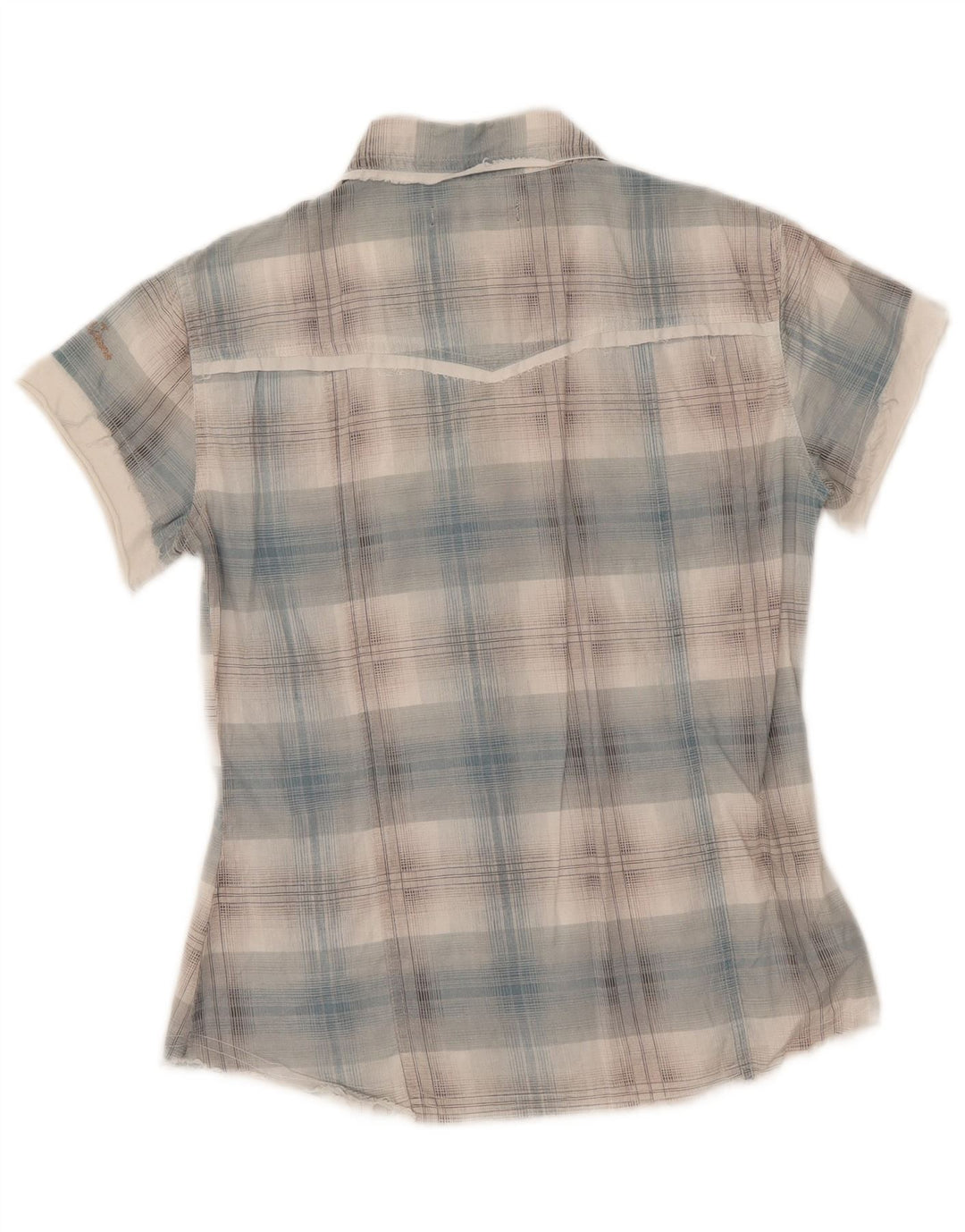Rifle Damen Kurzarmhemd UK 12 Mittelblau kariert