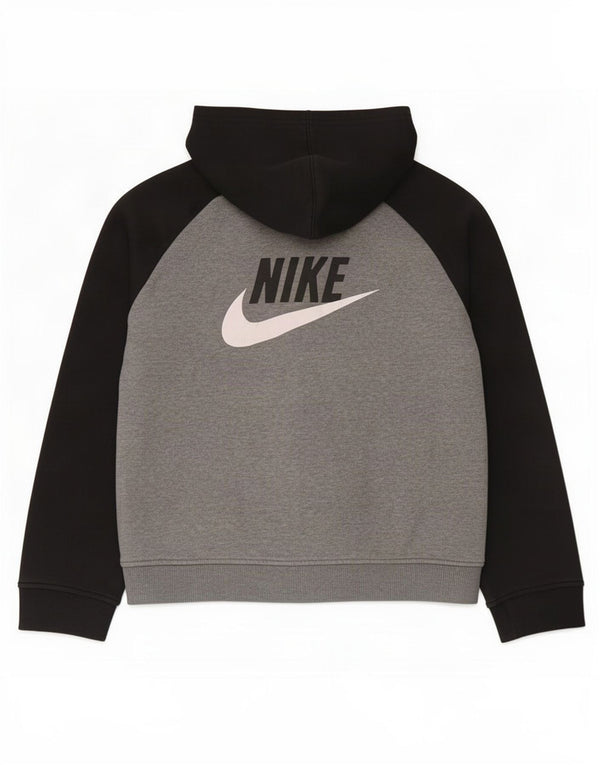 Nike Jungen-Kapuzenpullover mit grafischem Reißverschluss, 10–11 Jahre, Mittelgrau, Farbblock