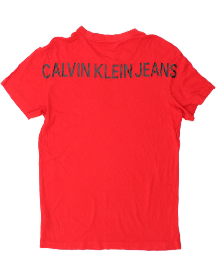CALVIN KLEIN JEANS Mens Graphic T-Shirt Top Medium Red Cotton Vintage Calvin Klein Jeans and Second-Hand Calvin Klein Jeans from Messina Hembry 