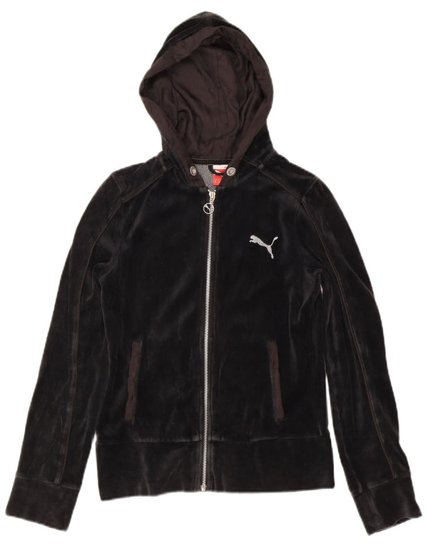 Puma Damen Velour Zip Hoodie Pullover UK 10 Small Schwarz