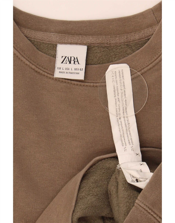 Zara Herren-Sweatshirt-Pullover, große braune Baumwolle