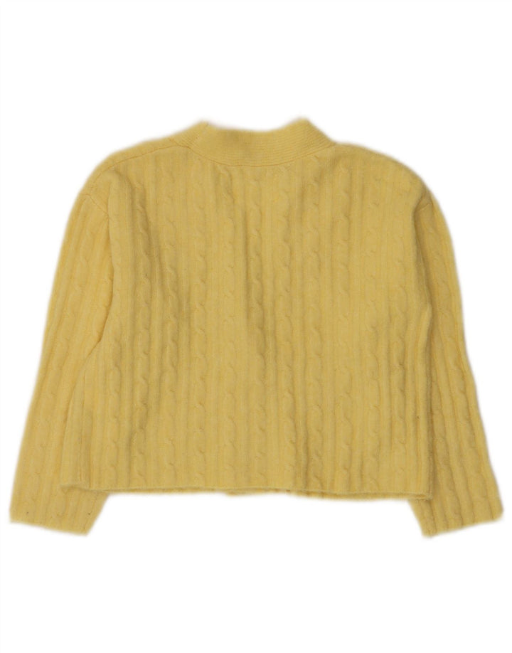 Zara Crop Cardigan-Pullover für Mädchen, 8–9 Jahre, gelbes Polyester
