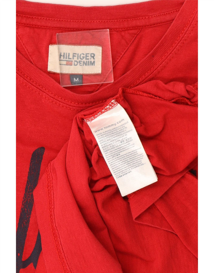 TOMMY HILFIGER Mens Graphic T-Shirt Top Medium Red Cotton Vintage Tommy Hilfiger and Second-Hand Tommy Hilfiger from Messina Hembry 