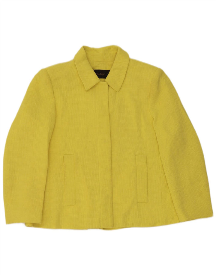 Zara Damen Blazer Jacke UK 14 Mittelgelbe Baumwolle