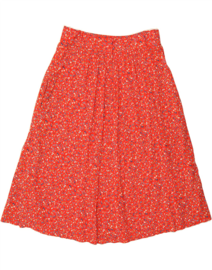 VINTAGE Damen A-Linienrock IT 42 Medium W30 Rot geblümt