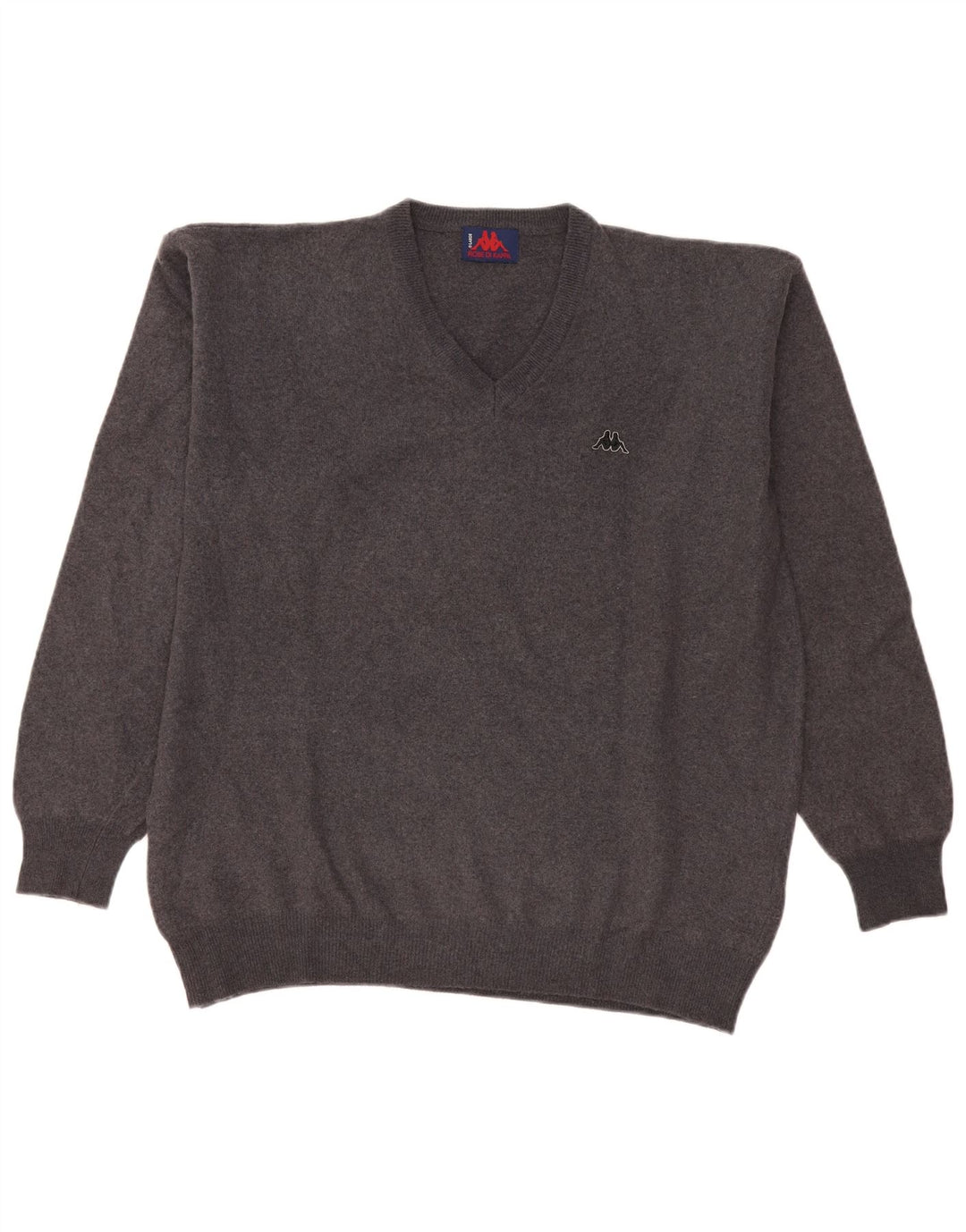 Kappa Herren-Pullover mit V-Ausschnitt, große graue Wolle
