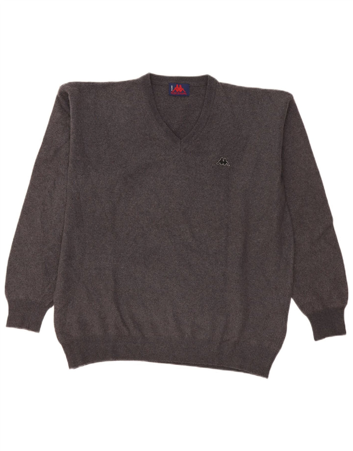 Kappa Herren-Pullover mit V-Ausschnitt, große graue Wolle