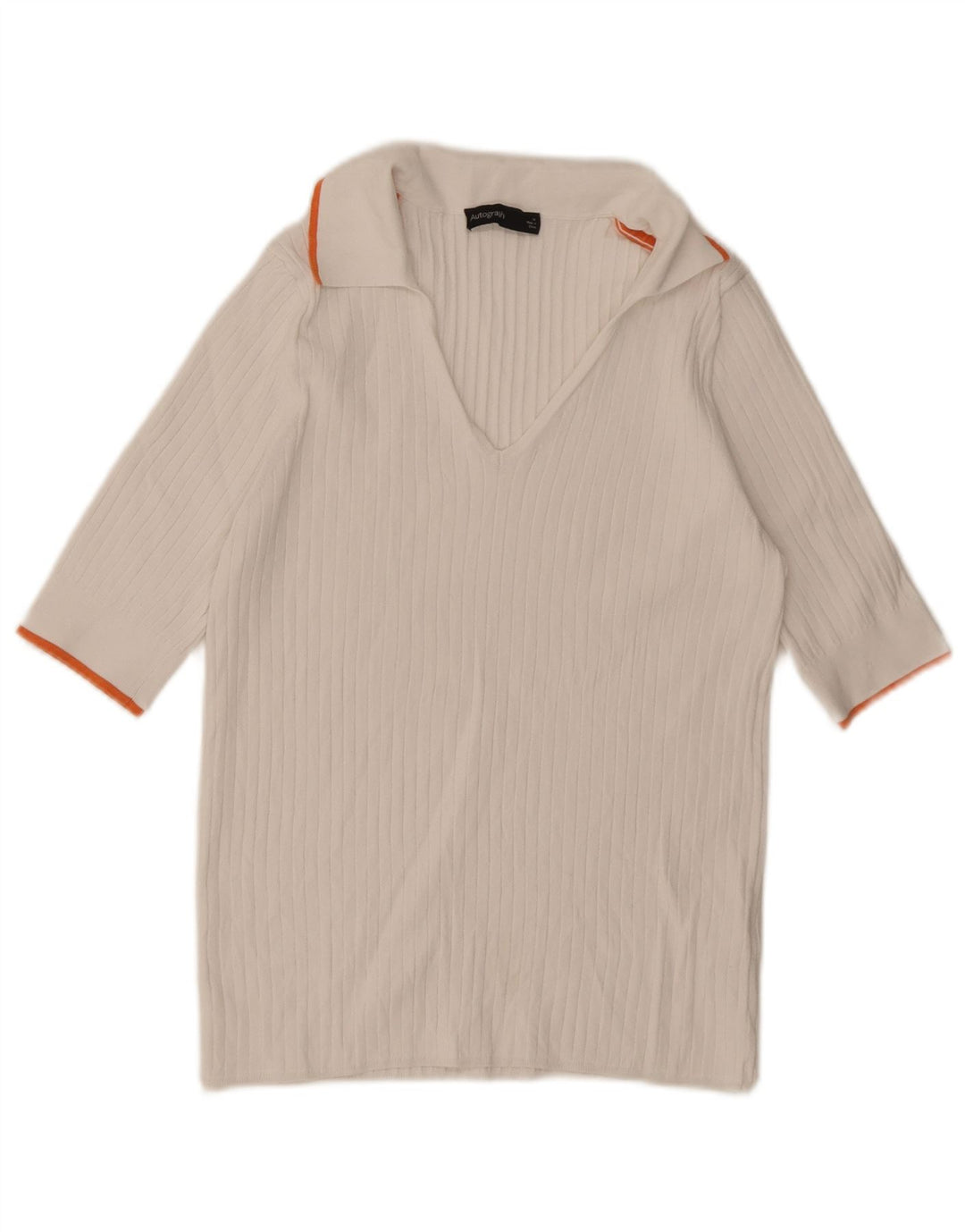 Marks & Spencer Damen Autograph Poloshirt UK 14 Mittelweiße Viskose