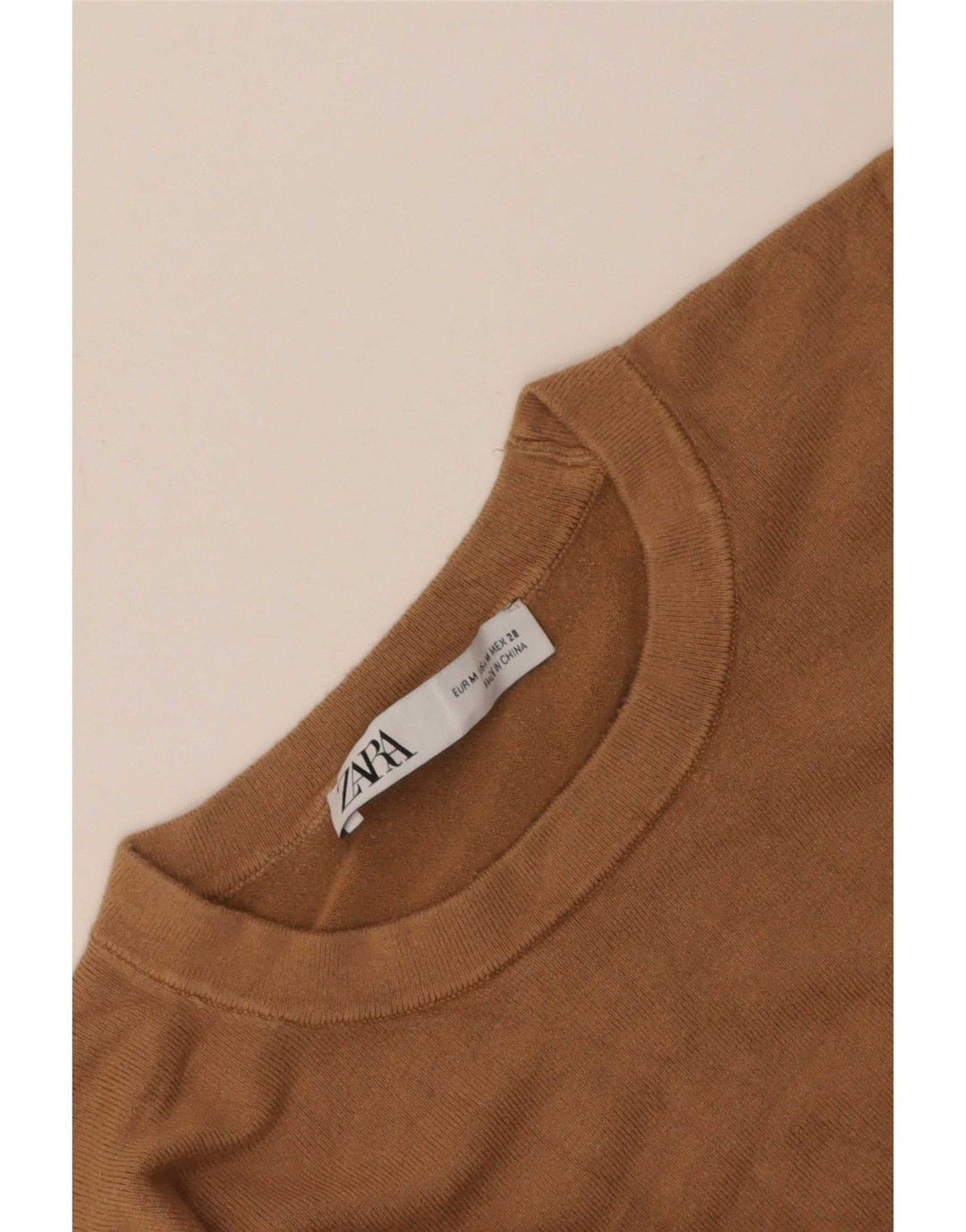 Zara Damen Pullover mit Rundhalsausschnitt, UK 12, Mittelbraun