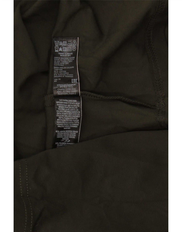 Marks & Spencer Damen-Langarmkleid in A-Linie, UK 12, mittlere Khaki-Viskose