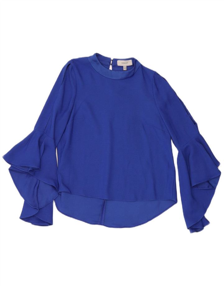 Coast Langarm-Blusenoberteil für Damen, UK 10, Größe S, Blau, Polyester